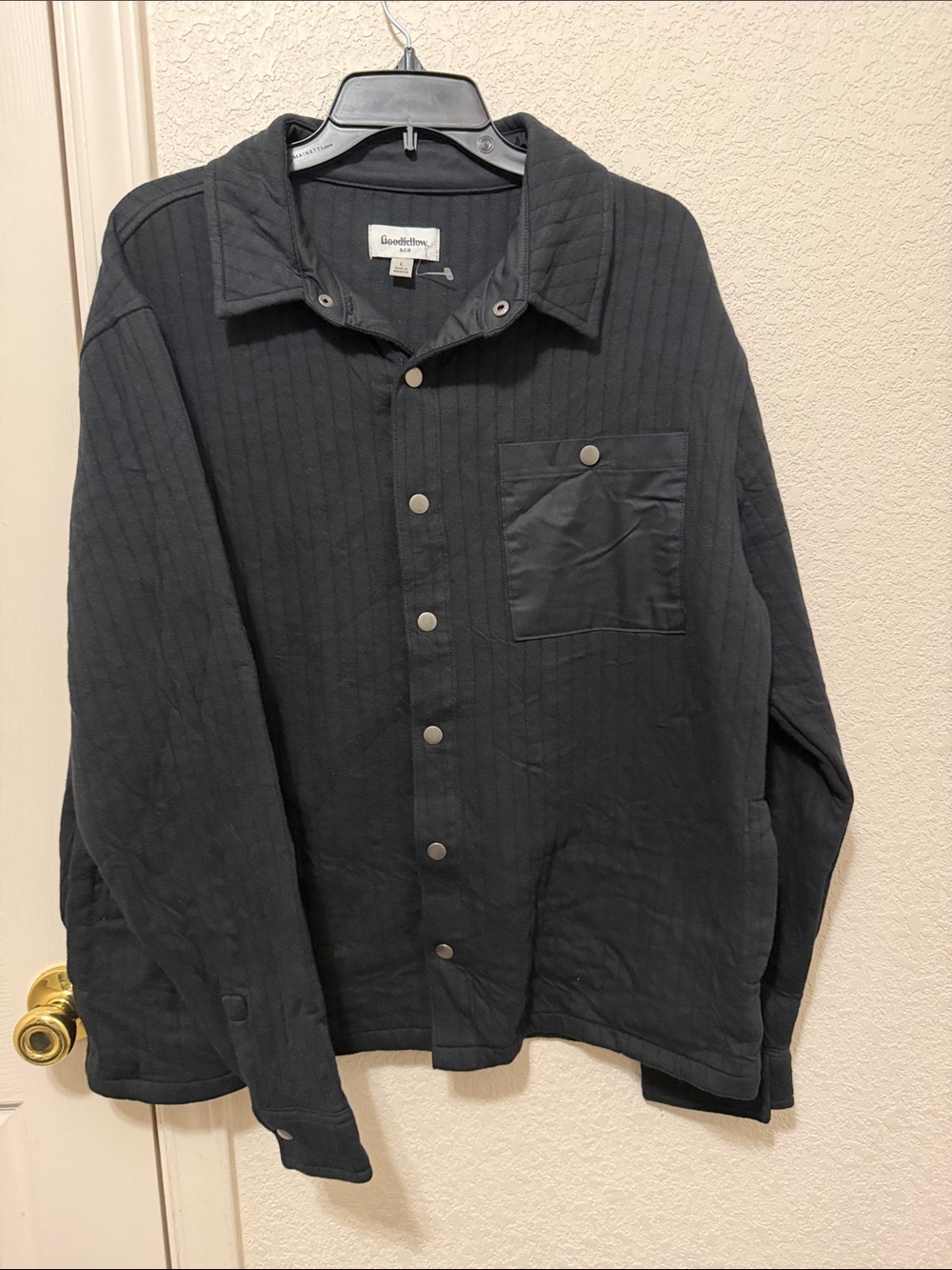 100% Cotton Goodfellow & Co Men's Black Quilted Shirt Jacket - Picture 1 of 5